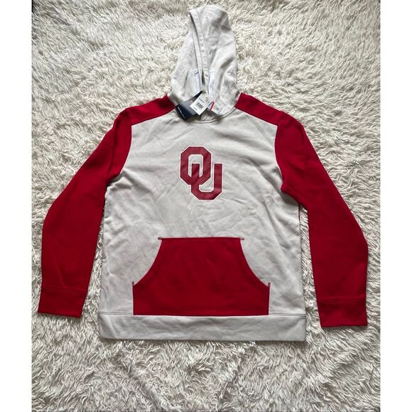 Oklahoma Sooners Fanatics Primary Arctic Fleece Pullover Hoodie - Gray/Crimson L - Picture 2 of 7